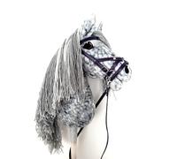 Hobby Horse Cheval de hobby Grand format A3 (cheval sur un bâton) complet avec harnais comme sur la photo (Silver Run)