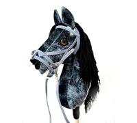 Hobby Horse Cheval de hobby Grand format A3 (cheval sur un bâton) complet avec harnais comme sur la photo (bleu)