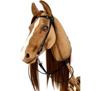 Hobby Horse Chevaux - Hobby Horsing - réaliste Hobby Horse - avec bride et laisse - cheval sur un bâton - Taille A4 Mini - Châtaigne / Rouge