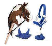 Hobby Horse Pie Mustang + Licol, Longe et Bonnet Bleu - Cheval bâton Pie