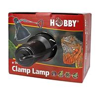 Hobby Lampe à pince pour terrarium 14 cm I Culot en céramique résistant à la chaleur E27 pour lampes à chaleur, lumière et UV I Avec abat-jour réflecteur, pince et interrupteur I Éclairage sûr et