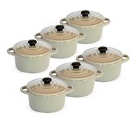 Hobby Tech - Lot de 6 Minis cocottes double poignées avec couvercle - Grise