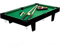 Hobby Tech Mini Table de Billard Marron Table de Jeu familiale avec Accessoires Cadre Triangulaire queues Boules Blanches et Couleurs 92x52x19cm