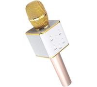 Hobby Tech - Q7 - Microphone sans fil Bluetooth Karaoke avec haut-parleur pour iPhone Android - Or