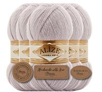 Hobby YARN Alize Angora Gold Lot de 5 pelotes de laine turque de qualité - 5 x 100 g - Mohair fine - Laine vierge pour bébé - Fil à tricoter à la main - Couleur unie (vallée d'hiver, 632)