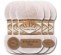 Hobby YARN Alize Angora Gold Lot de 5 pelotes de laine turque de qualité - 5 x 100 g - Mohair - Fine - Laine vierge pour bébé - Fil à tricoter à la main - Couleur unie (one - 599)