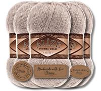 Hobby YARN Alize Angora Gold Simli Lot de 5 pelotes de laine turque de qualité - 5 x 100 g - Mohair - En laine vierge avec effet scintillant - Laine pour bébé - Fil à tricoter à la main - Laine angora