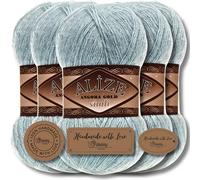 Hobby YARN Alize Angora Gold Simli Lot de 5 pelotes de laine turque de qualité - 5 x 100 g - Mohair - En laine vierge avec effet scintillant - Laine pour bébé - Fil à tricoter à la main - Laine angora