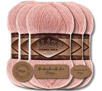 Hobby YARN Alize Angora Gold Simli Lot de 5 pelotes de laine turque de qualité - 5 x 100 g - Mohair - En laine vierge avec effet scintillant - Laine bébé - Fil à tricoter à la main - Laine angora