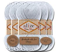 Hobby YARN Alize Baby Best Batik Lot de 5 pelotes de 100 g de laine premium turque pour bébé (Gris clair | 224)