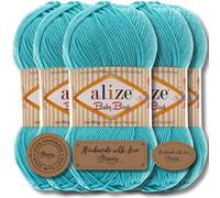Hobby YARN Alize Baby Best Batik Lot de 5 pelotes de 100 g de laine premium turque pour bébé (Turquoise | 287)