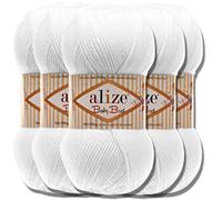 Hobby YARN Alize Baby Best Batik Lot de 5 pelotes de laine turque de qualité pour bébé (blanc, 55)