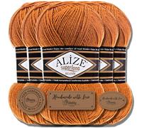 Hobby YARN Alize Superlana Klasik Lot de 5 pelotes de laine turque de qualité - 5 x 100 g - En laine vierge et acrylique - Unicolore - Fils à tricoter à la main - Pour bébé, pour tricot (épice, 234)