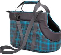 HobbyDog Sac de transport pour chiens Sac de transport Sac de transport - Taille : L - Bleu à carreaux