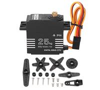 HOBBYFANS 25kg High Torque Digital Servo Waterproof Stainless Steel Gear Servo Motor for 1:8 1:10 RC Car Boat Robot 270° Rotation Aluminum Alloy Black 85g