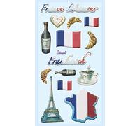 Hobbyfun Stickers autocollants France, Tour Eiffel, baguette, bouteille de vin, drapeau