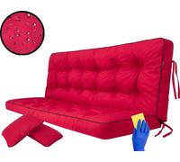Hobbygarden Coussin d'assise Coussin de banc pour banc de jardin Coussin de sol Coussin pour balançoire hollywoodienne Outdoor / Indoor - Pola - 150 cm - Rouge