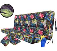 Hobbygarden Coussin d'assise Coussin de banc pour banc de jardin Coussin de sol Coussin pour balançoire hollywoodienne Outdoor / Indoor - Pola - 180 cm - Feuilles multicolores