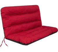 Hobbygarden Coussin de banc Coussin de sol pour banc de jardin Coussin de balançoire Coussin pour l'extérieur / l'intérieur - Ania - 120 cm - ROUGE AVEC RAYURES