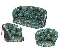 HOBBYGARDEN Coussin de Chaise pour Fauteuil en Rotin - Banc, Balançoire, Jardin - 2 + 1 - Herbe Verte