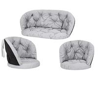 HOBBYGARDEN Coussin de Chaise pour Fauteuil en Rotin - Banc, Balançoire, Jardin, Bascule, Repos - 2 + 1 - Cendre