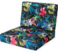 HOBBYGARDEN, Coussin en rotin KAJA, coussin en palette, extérieur/intérieur, salon de jardin, balancelle hollywood, coussin de siège, coussin de siège, Feuilles colorées, Taille 2 : 59x59 cm