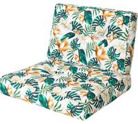 HOBBYGARDEN, Coussin en rotin KAJA, coussin en palette, extérieur/intérieur, salon de jardin, balancelle hollywood, coussin de siège, coussin de siège, fleurs blanches, Taille 2 : 59x59 cm