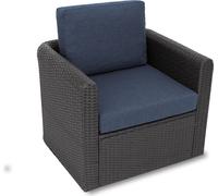 Hobbygarden Coussin pour fauteuil en rotin Meuble de jardin en rotin technique Intérieur /Extérieur - Mia Tech - 60 x 55 cm - Bleu marine