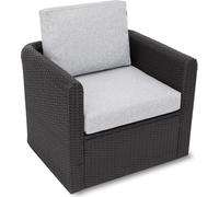 Hobbygarden Coussin pour fauteuil en rotin Meuble de jardin en rotin technique Intérieur /Extérieur - Mia Tech - 60 x 55 cm - Graphite