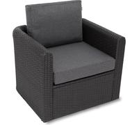 Hobbygarden Coussin pour fauteuil en rotin Meuble de jardin Technorattan Intérieur /Extérieur - Mia Tech - 60 x 55 cm - Noir