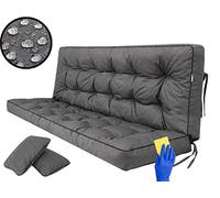 HOBBYGARDEN Coussin pour Palette, extérieur, balancelle, Banc de Jardin, avec Dossier. Imperméable et de qualité supérieure - XL, Largeur d'assise : 180 cm