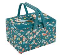Hobby Gift Grande boîte de rangement de couture – double couvercle, appliqué volière d’oiseaux