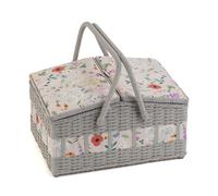 Hobby Gift – Boîte de rangement couture double couvercle en imitation osier – Fleurs sauvages