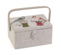 Hobbygift Couture Boîte (M) - Brodé Couvercle - Oiseaux Sur Bobine - Stockage