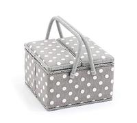 HobbyGift MRLTLE 8 Boîte à couture, Coton, Multicolore, 25 x 25 x 17 cm, Gris à Pois