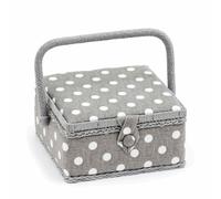 Hobbygift Petit Couture Boîte - Carré - Gris Lin à Pois - Couture Rangement