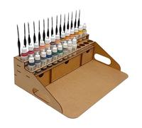 HobbyGlory Paint Station Support Pour Peintures Army Painter et Vallejo 26 pots. Rangement En Bois 15 Pinceaux. Support peinture warhammer 40k rangement figurines maquette outils