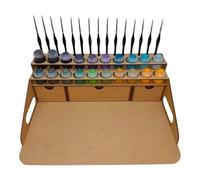 HobbyGlory Paint Station Support Pour Peintures Citadel 20 pots. Rangement En Bois 15 Pinceaux. Support peinture warhammer 40k rangement maquette tamiya outils