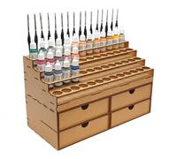 HobbyGlory Rangement Peintures Vallejo 52 pots 16 Pinceaux 4 Grands Tiroirs. Support peinture warhammer 40k Compatible Peinture Army Painter rangement maquette outils