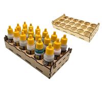 HobbyHold Étagère à Peinture 18 Trous 27mm - Rangement Modélisme Bois | Support pour couleurs Citadel et Vallejo, découpe laser - pour Warhammer, figurines et loisirs créatifs, gain de place