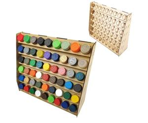 HobbyHold Étagère avec 54 Trous pour Couleurs Citadel - Support en Bois pour Modélisme - Organisateur de Peinture 36 mm - Étagère Murale