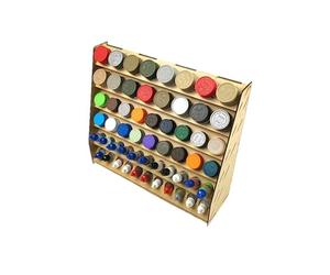 HobbyHold Étagère couleur pour modélisme, 56 tailles mixtes, trous - accessoires de modélisme en bois - Paint Rack découpe laser - Paint Station idéale pour Vallejo et Citadel Couleurs - Support