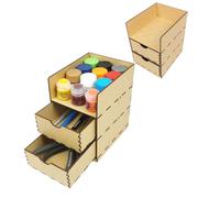HobbyHold Organisateur de modélisme avec 2 tiroirs - Support compact pour outils et couleurs - Modèle étagère de couleur - Étagère de peinture - Organiseur de bureau - Support en bois d'ingénierie