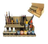 HobbyHold Organisateur en bois : porte-outils / pinceaux à 97 fentes pour modélisme, crayons de couleur et pinceaux de maquillage - Support multifonction et étagère à pinceaux, grand organisateur pour