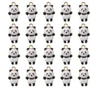hobbyhub Lot de 20 adorables breloques panda noir et blanc, 1,8 x 1,1 cm, breloques animaux 3D pour la fabrication de bijoux, bracelets, colliers et accessoires, Métal non précieux, Pas de gemme