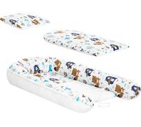 HobbyKids Cocon Nid d'enfant 100% coton Set pour nouveau-né avec matelas et coussin Ours et Renard