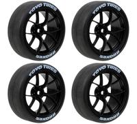 HobbyMarking Jantes de voiture télécommandées 1/10 et pneu en caoutchouc 12 mm hexagonal pour Traxxas Nitro 4-Tec 2.0 Tamiya TT-01/TT-02 HSP HPI (noir)