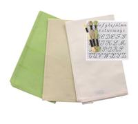 hobbymio.it Ensemble de 3 torchons de Cuisine à Broder au Point de Croix avec Toile Aïda, 3 échevettes de Fil et 1 modèle d'alphabet. Idéal pour Broderie créative et Bricolage (Mix 2)