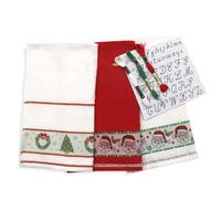 hobbymio.it Ensemble de Noël avec 3 torchons : 2 à Broder au Point de Croix et 1 décoratif. Inclus 3 échevettes de Fil mouliné et 1 schéma d'alphabet pour Une Broderie Festive Unique