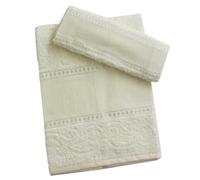 hobbymio.it Ensemble de Serviettes Crème avec Hôte à Broder au Point de Croix, Ensemble Salle de Bain avec Toile Aïda, Serviette 50x100 cm + Hôte 30x55 cm, Idéal pour Broderie et Personnalisations